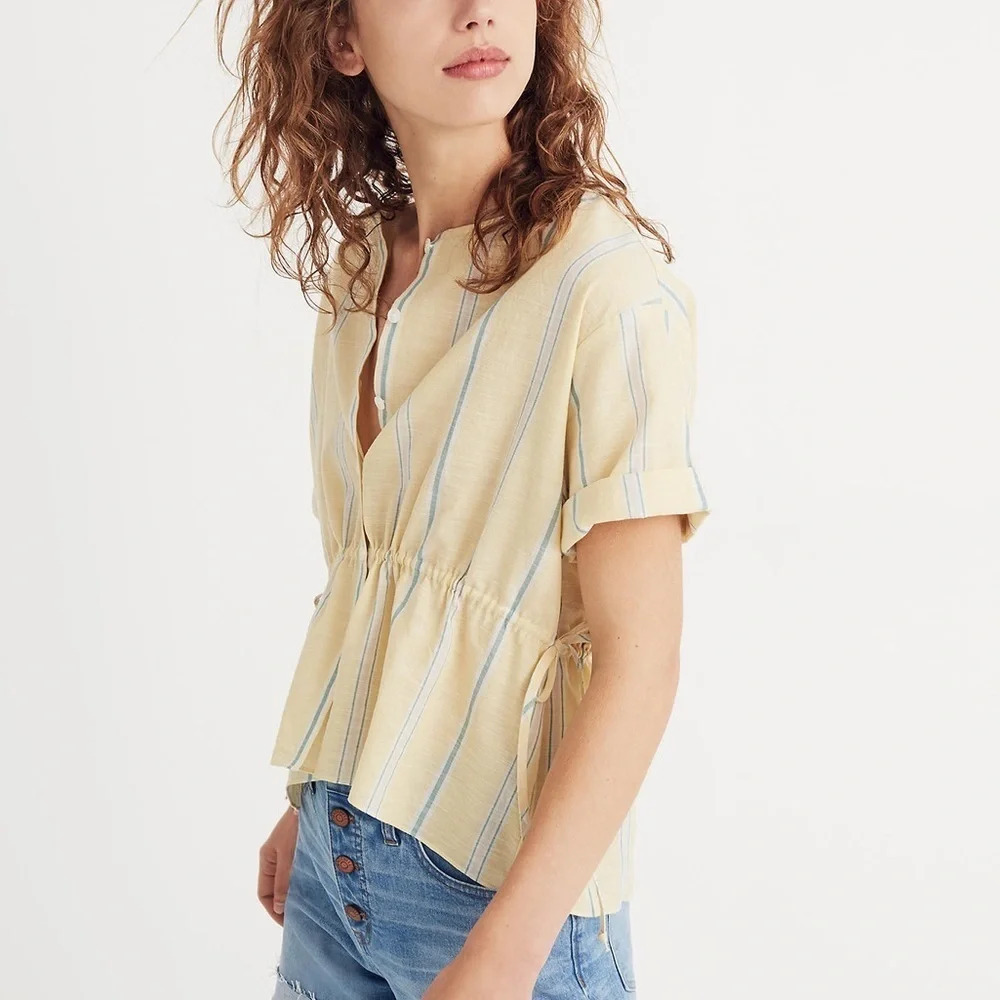 Madewell • Drawstring-Waist Shirt in Atlantic Stripe